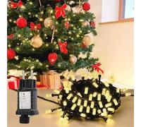 SALCAR Guirlande Lumineuse LED 8m 50 LEDs pour Sapin de Noël, Éclairage Noël Extérieur 31V avec 8 Modes, Timer et Mémoire, Étanche IP44 pour Jardin Pelouse Balcon Fête Décoration, Blanc Chaud