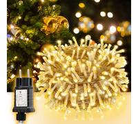 SALCAR Guirlande Lumineuse LED Extérieur 15m 220 LEDs, Guirlande Noël avec 8 Modes, Timer et Mémoire, IP44 Étanche, pour Décoration Noël Fête Mariage, Câble Transparent, Blanc Chaud