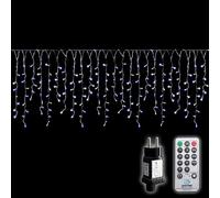 SALCAR Guirlande Lumineuse LED Pluie Verglaçante 10m Extérieur avec Télécommande, Rideau Lumineux LED Intérieur Noël avec 8 Modes, Éclairage Noël Étanche IP44 pour Jardin Balcon, Bleu Blanc
