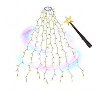 SALCAR Guirlande Lumineuse pour Sapin de Noël 1,5 m 8 guirlandes, avec baguette magique télécommande, 200 LED, jeté de guirlande lumineuse pour sapin de Noël de 90cm bis 150cm, Blanc Chaud