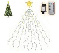 SALCAR Guirlande Lumineuse pour Sapin de Noël 1,5m avec Anneaux, 10 Guirlandes et Étoile Cime avec Télécommande, 260 LED Éclairage pour Arbre de Noël Intérieur Extérieur, Blanc Chaud