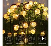 Salcar Guirlande lumineuse solaire à LED 15 m 60 LED, USB & solaire, 8 modes, IP44 étanche, lampes boules pour jardin, terrasse, mariage & décoration de Noël