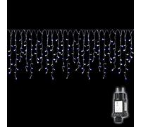 SALCAR Guirlande Stalactite Exterieur, 5M 200 LED Rideau Lumineux Noel vec 8 Modes et Minuterie, IP44 étanche Guirlande Lumineuse Exterieur pour Fenêtre, Balcon, Jardin, Toit, Bleu et Blanc