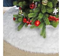 SALCAR Jupe de Sapin de Noël en Peluche Blanche, Tapis pour Arbre de Noël 1,0m / 1,2m / 1,5m, Couvre Pied pour Décoration, Nouvel An, Fête, Mariage - 120cm