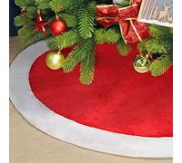 SALCAR Jupe de Sapin de Noël Rouge et Blanche, Tapis Adapté pour Arbre 1,5m / 1,8m / 2,1m, Couvre-Pied pour Fête, Mariage - 150cm
