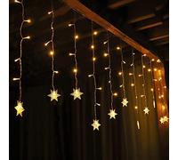 SALCAR LED Etoilée Rideaux Lumineux de Fée, 3m Flocon de Neige Guirlande Lumières Décoratives pour Fenêtre, 31V 108 Leds 9 Modes Pour Extérieur, Intérieur Noël Rideau Lumière - Blanc Doux