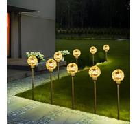 SALCAR Lot de 4 lampes solaires à LED - Décoration de jardin - Étanche - 8 modes - Lampes solaires de jardin - Pour jardin, pelouse, terrasse, décoration - Blanc chaud
