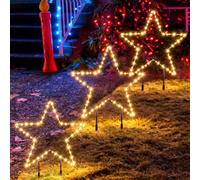 SALCAR Lot de 6 étoiles, 90 cm, 240 LED, blanc chaud, éclairage de Noël | Grande éclairage de Noël en forme d'étoile, avec piquet de sol, résistant aux intempéries, éclairage extérieur élégant pour