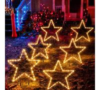 SALCAR Lot de 6 étoiles, 90 cm, 480 LED, blanc chaud, éclairage de Noël | Étoile lumineuse XXXL - Structure en métal solide - Éclairage extérieur de Noël - Décoration de Noël pour jardin avant