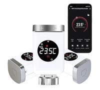 SALCAR Pack de 3 Têtes Thermostatiques Connectées TRV801W WiFi Thermostat Compatible avec Amazon Alexa & Google Assistant Tuya Programmable Thermostat, Aucune Passerelle Requise