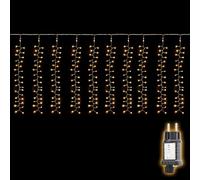 SALCAR Rideau de Lumières LED Glaçon 3x1m 300 LEDs Fils Cuivre, Rideau Lumineux Étanche IP44 avec 8 Modes Timer Mémoire, pour Intérieur Extérieur Fenêtre Balcon Avant-toit, Blanc Chaud