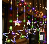 SALCAR Rideau Lumineux 2m 160 LEDs pour Fenêtre, Guirlande Étanche avec 10 Étoiles pour Intérieur Extérieur, Décoration Noël avec 8 Modes, Timer et Mémoire, Multicolore