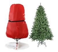 SALCAR Sac de Rangement pour Sapin de Noël en Tissu Oxford 210D indéchirable avec Fermeture éclair et Cordon de Serrage - Housse Anti-poussière imperméable et réutilisable pour Sapin de Noël Rouge