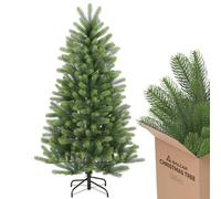 SALCAR Sapin de Noël Artificiel 100% polyéthylène moulé par Injection - 120 cm - avec Pointes de Branches en 280 polyéthylène - Élégant Sapin Nordmann - Gants et Support en métal Inclus