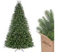 SALCAR Sapin de Noël Artificiel 100% polyéthylène moulé par Injection - 210 cm - avec Pointes de Branches en 1080 polyéthylène - Élégant Sapin Nordmann - Gants et Support en métal Inclus