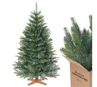 SALCAR Sapin de Noël Artificiel 150 cm, Branches en Mélange PE et PVC, Couleur Verte et Vert Clair, Base en Bois, Arbre Réaliste et Durable