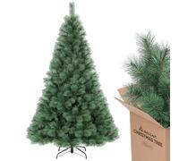 SALCAR Sapin de Noël Artificiel 180 cm, Pin de Noël (Ø env. 100 cm) avec Support en Métal, Système de Montage Rapide avec Charnières, Arbre de Noël 1,8 m pour Intérieur, Montage Facile