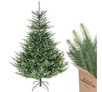 SALCAR Sapin de Noël Artificiel 210 cm - avec système de Parasol Rabattable - en PVC et polyéthylène - Support en métal
