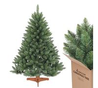 SALCAR Sapin de Noël Artificiel de 120 cm (1,2 m) avec Support en Bois, Sapin Nordmann Vert, diamètre d’env. 72 cm