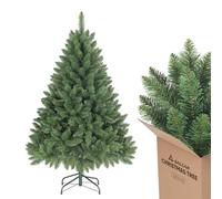 SALCAR Sapin de Noël artificiel de 120 cm, aspect réaliste, avec 290 pointes, sapin Nordmann vert avec système de pliage, diamètre surdimensionné d’env. 86 cm