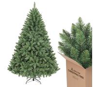 SALCAR Sapin de Noël artificiel de 180 cm, aspect réaliste, avec 730 pointes, sapin Nordmann vert avec système de pliage, diamètre surdimensionné d’env. 126 cm