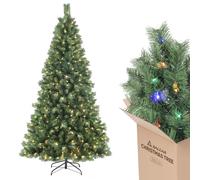 SALCAR Sapin de Noël Artificiel Lumineux 210cm, Arbre de Noel avec 380 LED, 868 Pointes de Branche, Gants et Pieds de Sapin de Noël en Métal, Lgnifuge, Assemblage Rapide