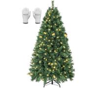 SALCAR Sapin de Noël Artificiel Lumineux 240cm, Arbre de Noel avec 450 LED, 1168 Pointes de Branche, Gants et Pieds de Sapin de