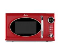 Salco Micro-ondes rétro I avec fonction grill I 800 W I Rouge métallisé I 8 programmes automatiques I 5 niveaux de puissance I Minuterie de 60 minutes I Sécurité enfant I Plateau tournant Ø 24,5 cm I