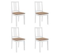 ""SALE 2024"" Chaises à manger avec coussins lot de 4 blanc bois solide Pour Salon,cuisine ,40 x 49 x 88,5 cm 135,03,Kg