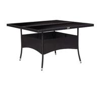 ""SALE 2024"" Table à dîner d'extérieur Noir Résine tressée et verre 96,9,Kg