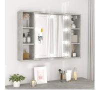 ""SALE 2025""Armoire à miroir avec LED - Armoire de Salle de Bain - Gris béton - 76x15x55 cm,11,76 Kg 7205