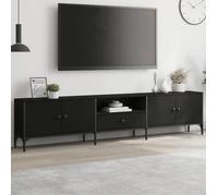 ""SALE 2025""Armoire Basse Télé - Meuble TV avec tiroir noir 200x25x44 cm - bois d'ingénierie,30 Kg 8480