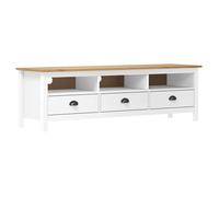""SALE 2025""Armoire Basse Télé - Meuble TV Hill Range Blanc 158x40x47 cm Bois de pin solide,22 Kg 8778