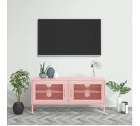 ""SALE 2025""Armoire Basse Télé - Meuble TV Rose 105x35x50 cm Acier,16 Kg 9152