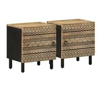 ""SALE 2025""Armoire de Nuit suspendues - Tables de chevet - Lot de 2 - noir - Bois de manguier massif brut,16,82 Kg 6403
