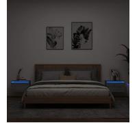 ""SALE 2025""Armoire de Nuit suspendues - Tables de chevet murales avec lumières LED - Lot de 2 - Sonoma gris -,21,38 Kg 5052