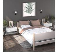 ""SALE 2025""Armoire de Nuit suspendues - Tables de chevet murales - Lot de 2 - Blanc brillant -,22,68 Kg 7300