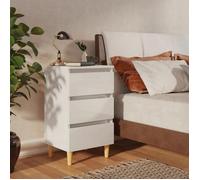 ""SALE 2025""Armoire de Nuit - Table de chevet avec pieds en bois - Blanc brillant - 40x35x69 cm,15,2 Kg 5189