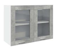 “SALE 2025”Armoire en verre suspendue - MOOD - Meuble de cuisine haut multi-rangement - Gris béton - 80x31x60 cm chill647247