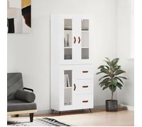 ""SALE 2025""Armoire haute vitrine - Bibliothèque Buffet haut - Blanc 69,5x34x180 cm - bois d'ingénierie,57,05 Kg 4148