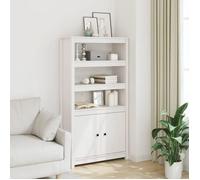 ""SALE 2025""Armoire haute vitrine - Bibliothèque Buffet haut - Blanc 80x35x154 cm - Bois massif de pin,28,7 Kg 2546