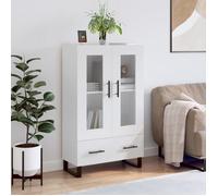 ""SALE 2025""Armoire haute vitrine - Bibliothèque Buffet haut - Blanc brillant - 69,5x31x115 cm - bois d'ingénierie,30 Kg 2926