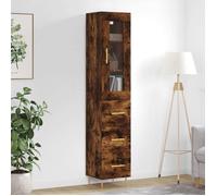 ""SALE 2025""Armoire haute vitrine - Bibliothèque Buffet haut - Chêne fumé - 34,5x34x180 cm - bois d'ingénierie,37,59 Kg 1189