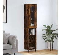""SALE 2025""Armoire haute vitrine - Bibliothèque Buffet haut - Chêne fumé - 34,5x34x180 cm - bois d'ingénierie,32,55 Kg 2840