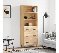 ""SALE 2025""Armoire haute vitrine - Bibliothèque Buffet haut - Chêne sonoma - 69,5x34x180 cm - bois d'ingénierie,47,17 Kg 3967