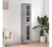 ""SALE 2025""Armoire haute vitrine - Bibliothèque Buffet haut - Gris béton - 34,5x34x180 cm - bois d'ingénierie,32,97 Kg 7693