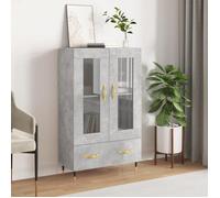""SALE 2025""Armoire haute vitrine - Bibliothèque Buffet haut - Gris béton - 69,5x31x115 cm - bois d'ingénierie,30 Kg 3367