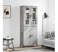 ""SALE 2025""Armoire haute vitrine - Bibliothèque Buffet haut - Gris béton - 69,5x34x180 cm - bois d'ingénierie,54,08 Kg 5074