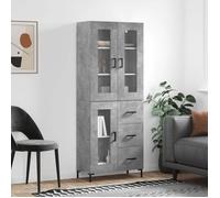 ""SALE 2025""Armoire haute vitrine - Bibliothèque Buffet haut - Gris béton - 69,5x34x180 cm - bois d'ingénierie,57,22 Kg 9080