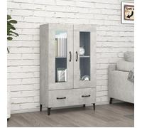 ""SALE 2025""Armoire haute vitrine - Bibliothèque Buffet haut - Gris béton - 70x31x115 cm - bois d'ingénierie,30 Kg 7286